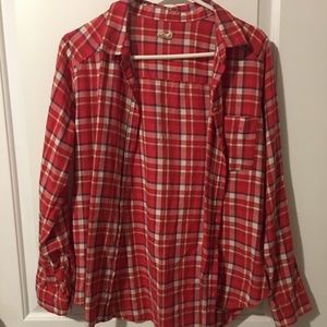 Hollister red flannel button down top!